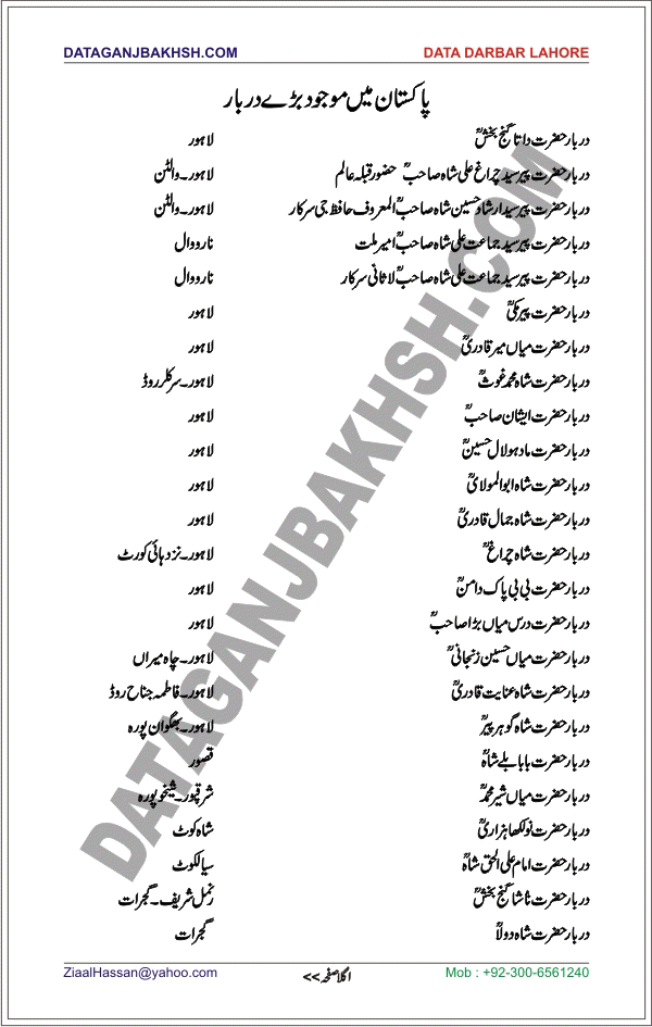 DataGanjBakhsh.Com | Pakistan Ke Bare Darbar Shareefen Page 01