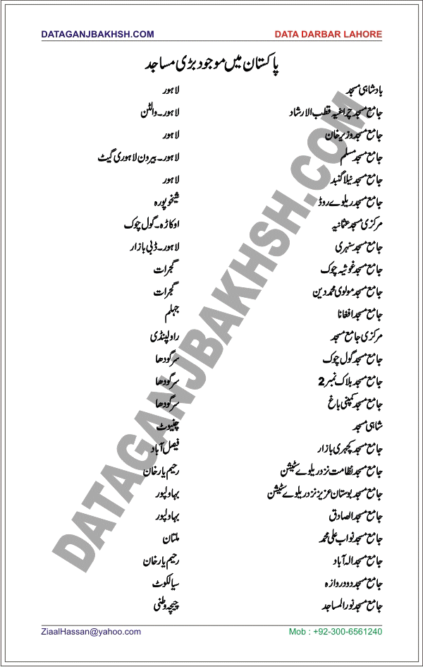 DataGanjBakhsh.Com | Pakistan Ki Bari Masajids Page 01